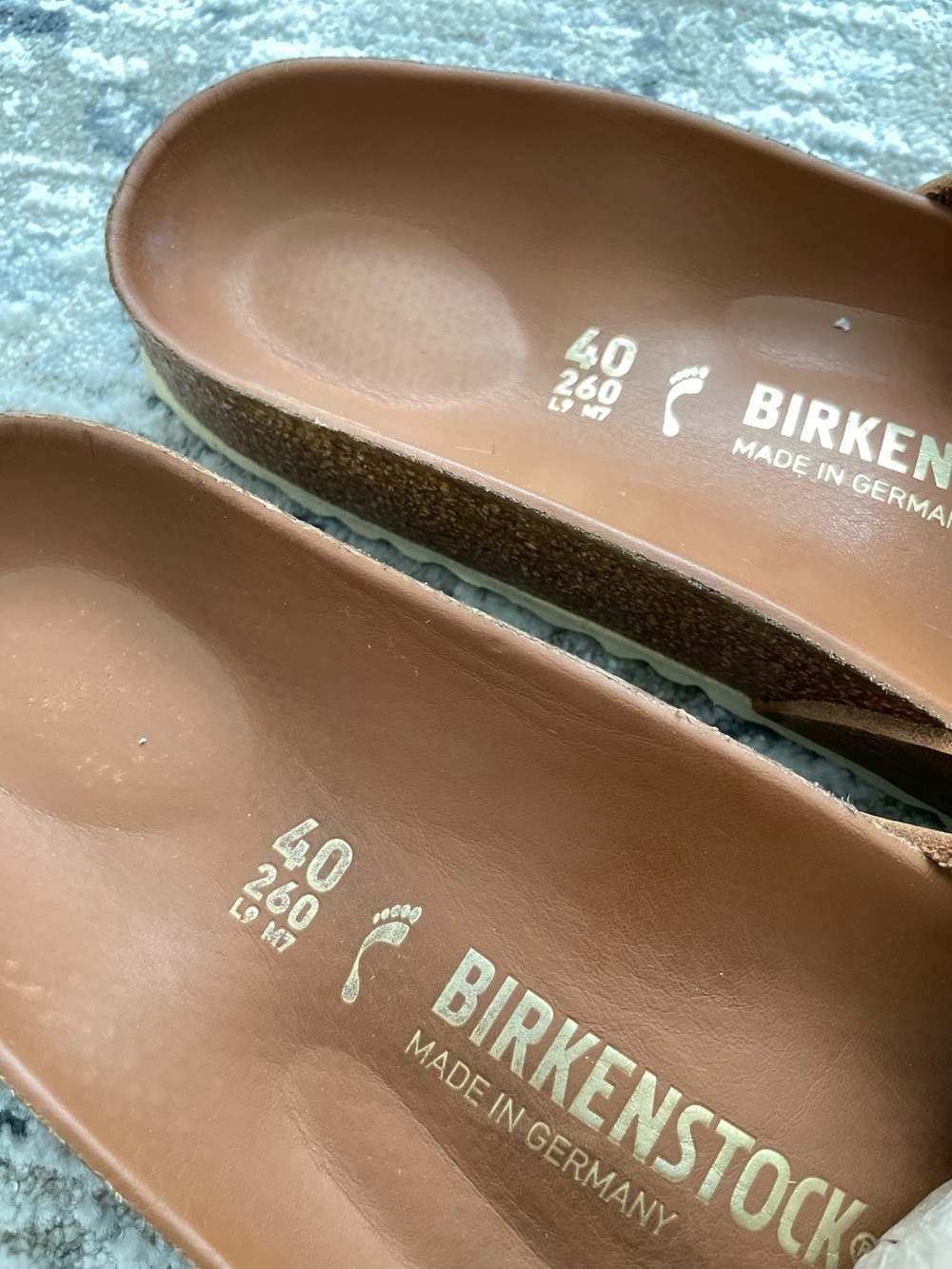 Birkenstock Madrid Big Buckle Slide Sandals Cognac Brown Leather Gold 9 (40) - Picture 4 of 7